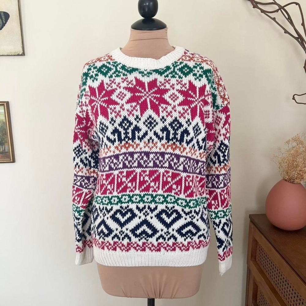 Vintage Northern‎ Isles Colorful Fair Isle Knit Sweater